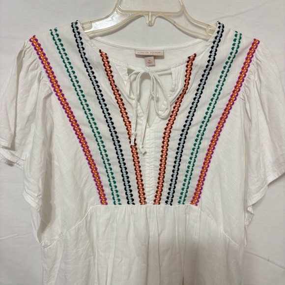 Knox Rose embroidered yoke dress, in a cotton gauze fabric and a tie neck - Picture 3 of 9